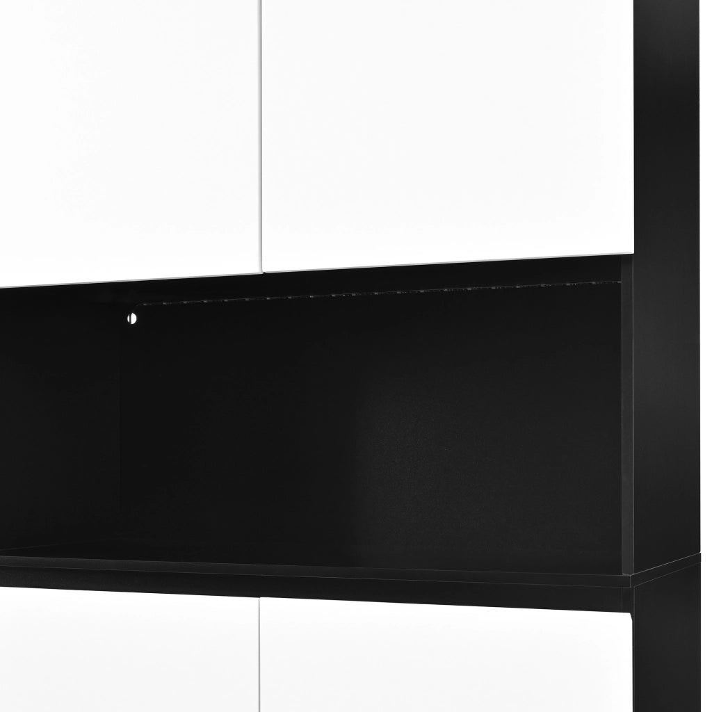 ARMADIO Vetrina 120x40x160 cm MDF Bianco e Nero con LED