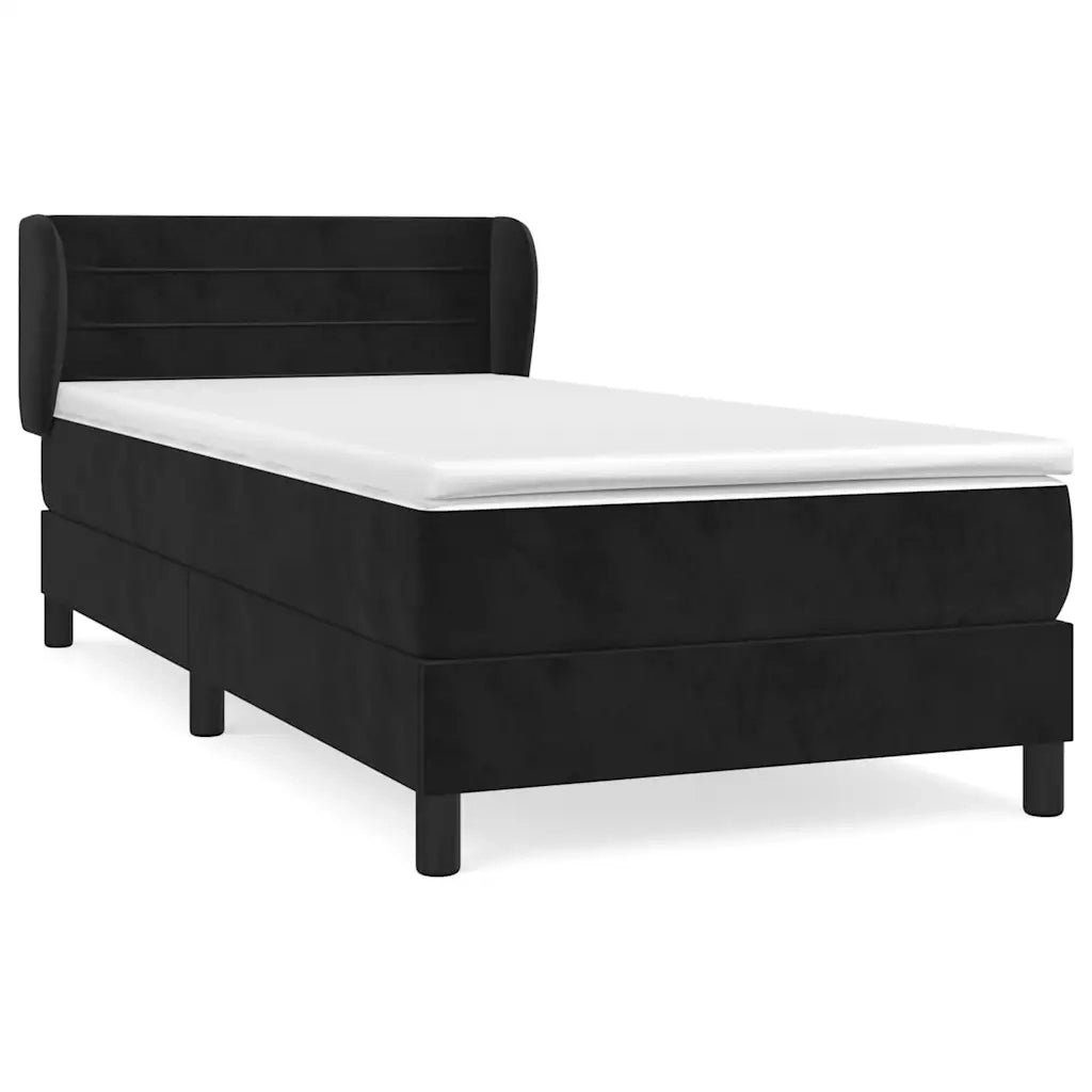 Giroletto a Molle con Materasso-Struttura Letto Nero 90x200 cm in Velluto 593187