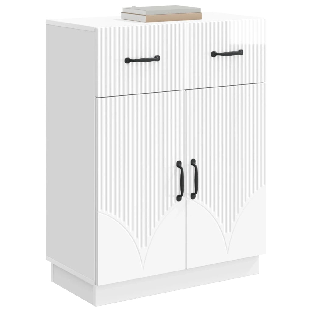 Credenza | Madia | Buffet da pranzo | Armadio da pranzo Bianco Lucido 66 x 34,5 x 87 cm Legno ingegnerizzato