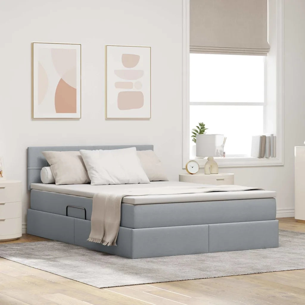 Letto con contenitore e materasso Grigio chiaro 140 x 200 cm 3370512