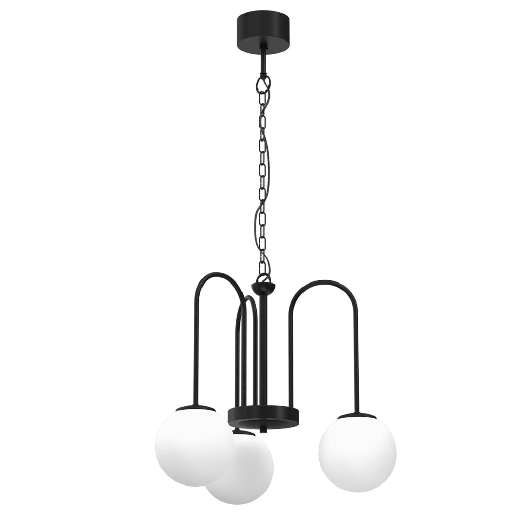 Lampada sospesa Cambridge nera, 3 sfere bianche E14