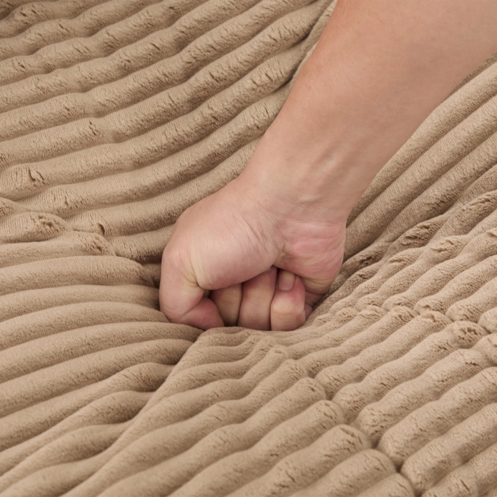 Poltrona letto 2 in 1 - con funzione relax e doppio portabicchieri - in velluto a coste - cachi