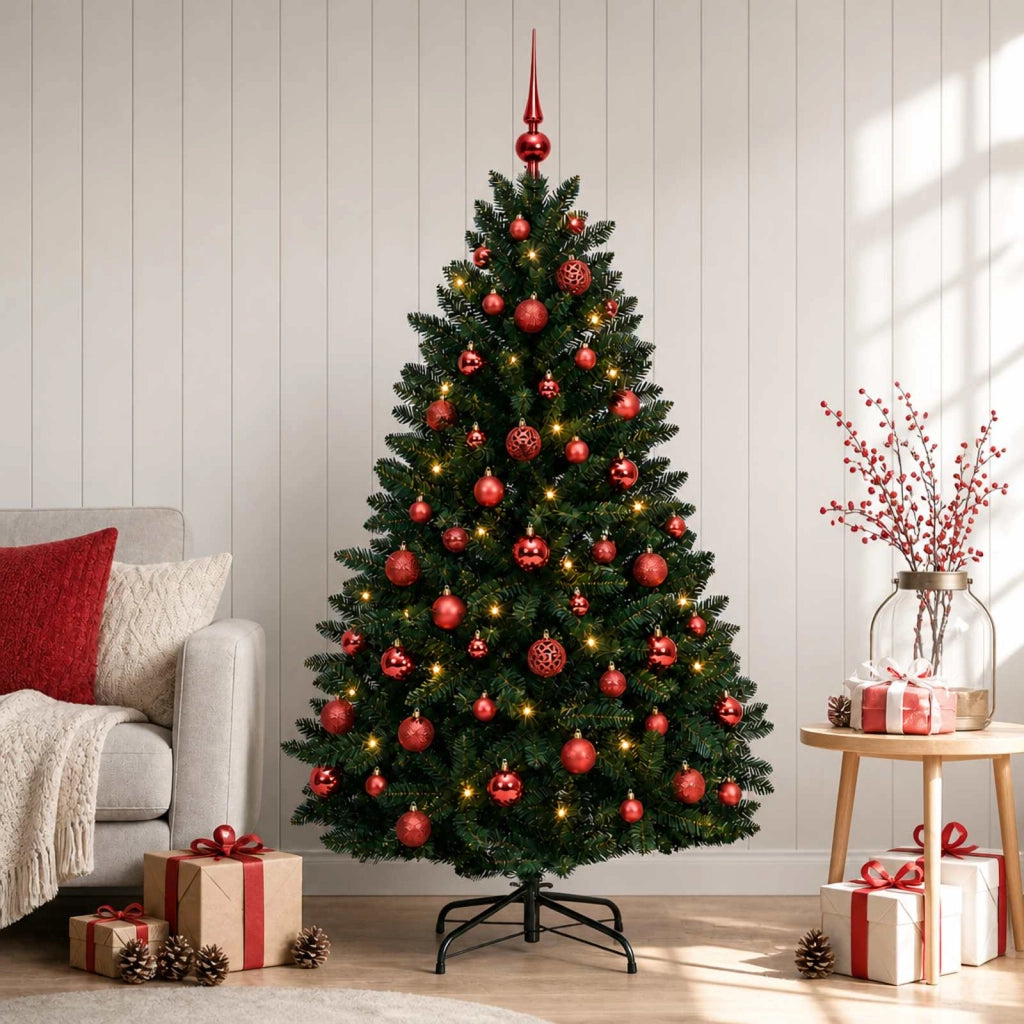 Albero di Natale artificiale verde scuro con palline 150 cm 3465912