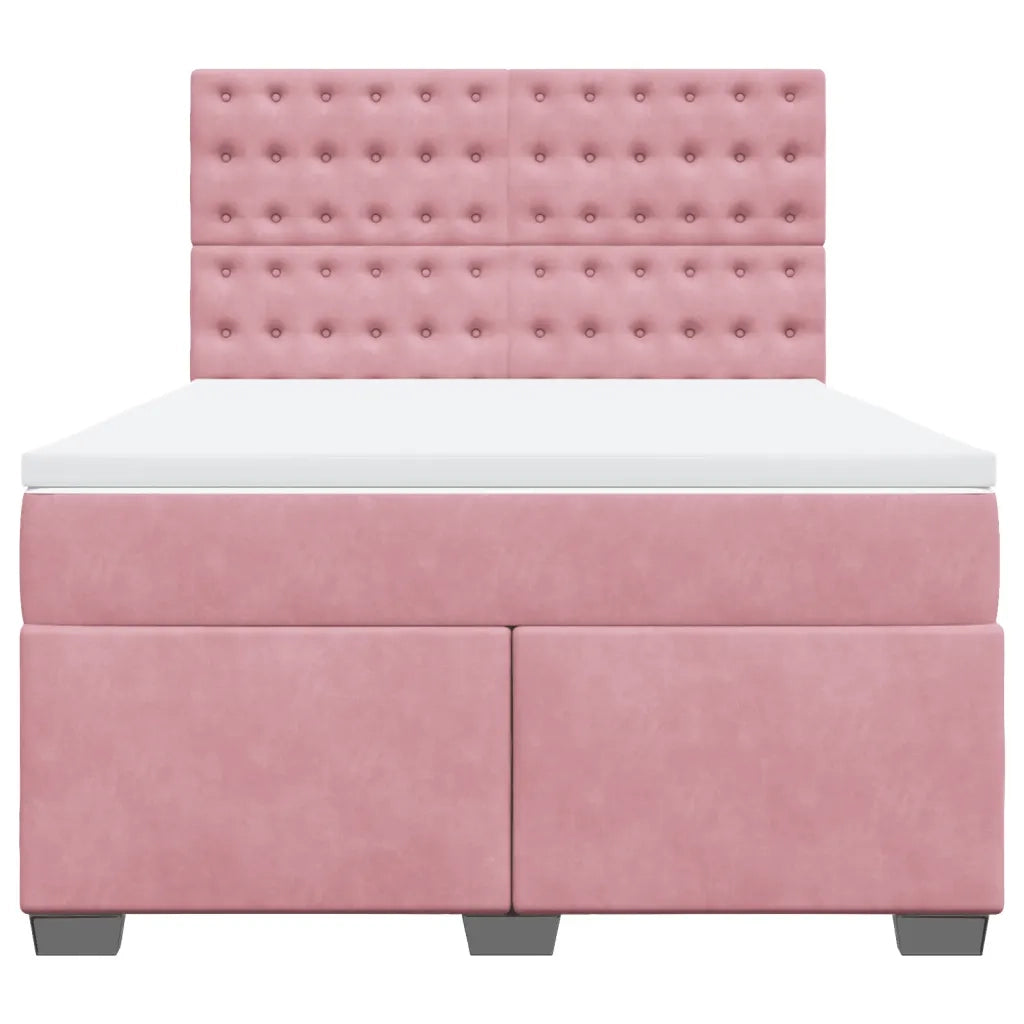 Giroletto a Molle con Materasso Rosa 160x200 cm in Velluto
