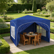 Gazebo pieghevole 3 × 3 m con 4 pareti laterali rimovibili; tetto impermeabile UV50+; blu; per esterni