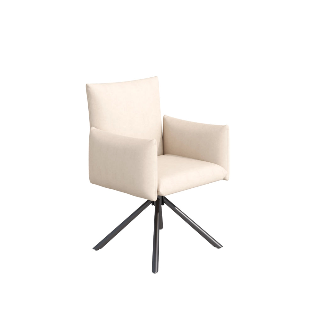 Set di 6 sedie da pranzo girevoli a 360¡ã con braccioli in velluto beige e metallo