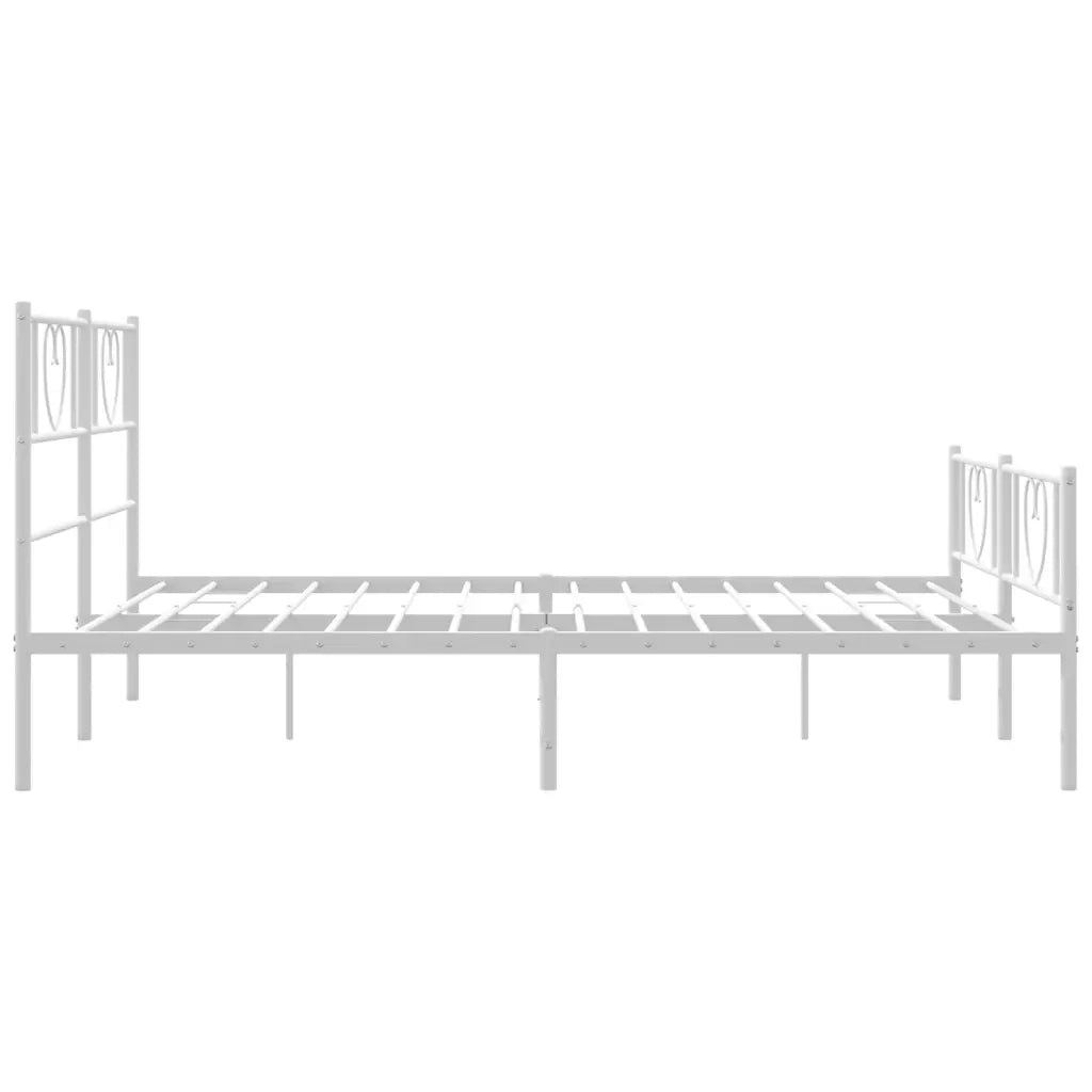 Letto matrimoniale | Letto per adulti | Giroletto con Testiera e Pediera Metallo Bianco 140x200 cm