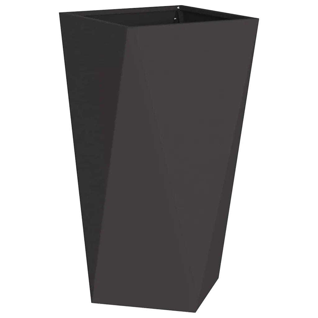 Fioriera rettangolare da esterno dal design moderno 40 x 40 x 75 cm elegante finitura in acciaio nero 02_0053020