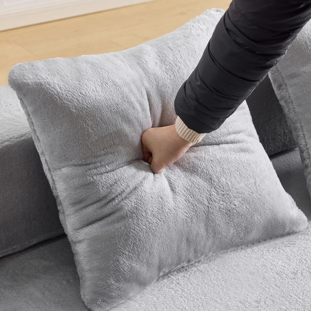 Divano trasformabile in tessuto grigio chiaro, divano letto multifunzione per soggiorno e camera