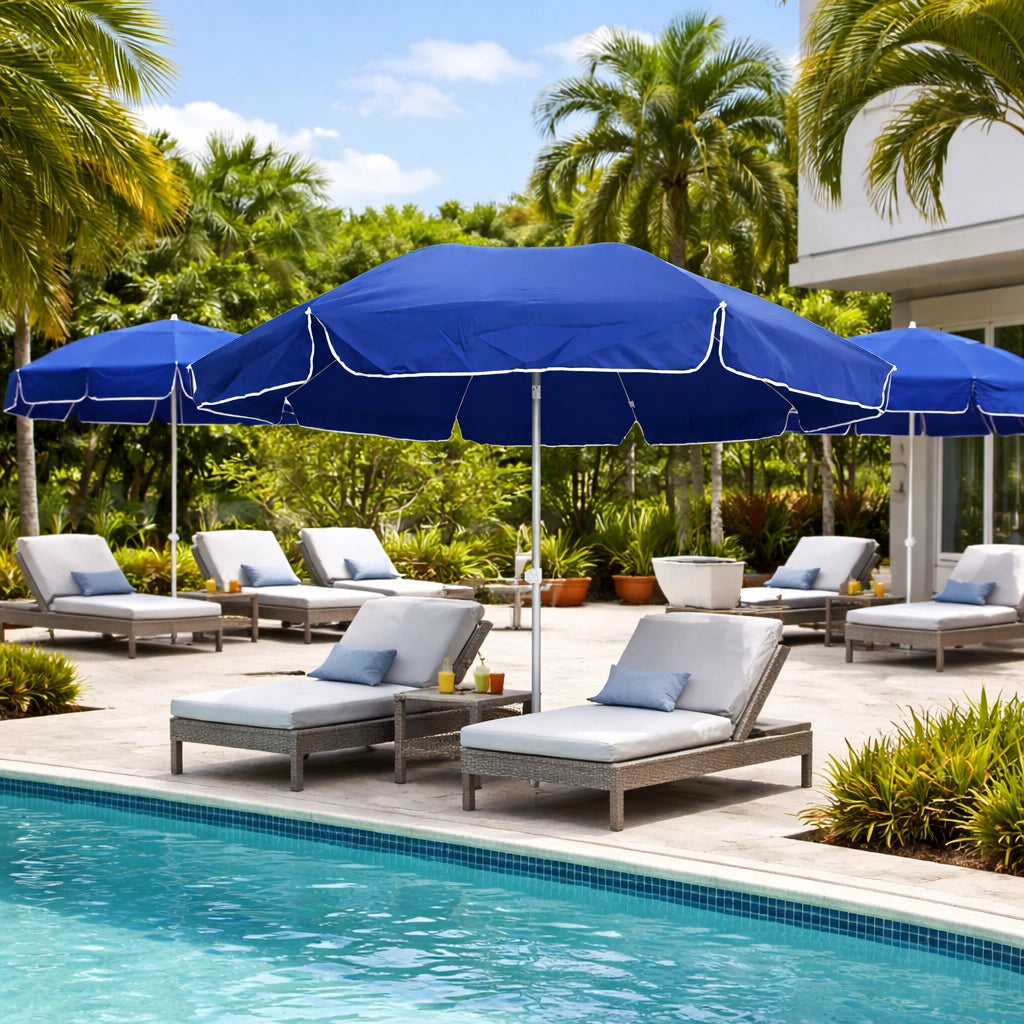 Ombrellone Mare Spiaggia 240 cm Antivento Alluminio UV50+ Inclinabile con Custodia e Trivella