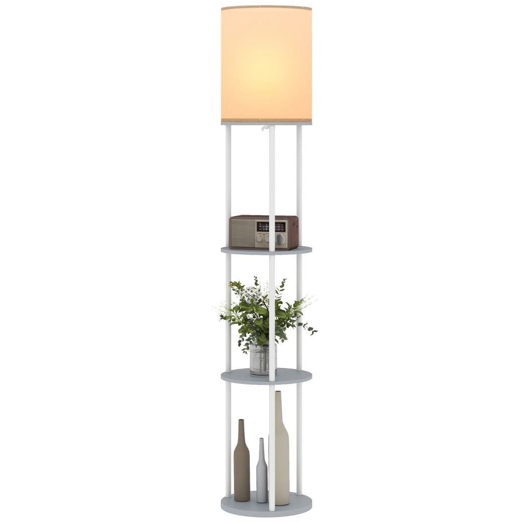 Lampada da Terra con Scaffali ¨C Minimal ¨C Grigio
