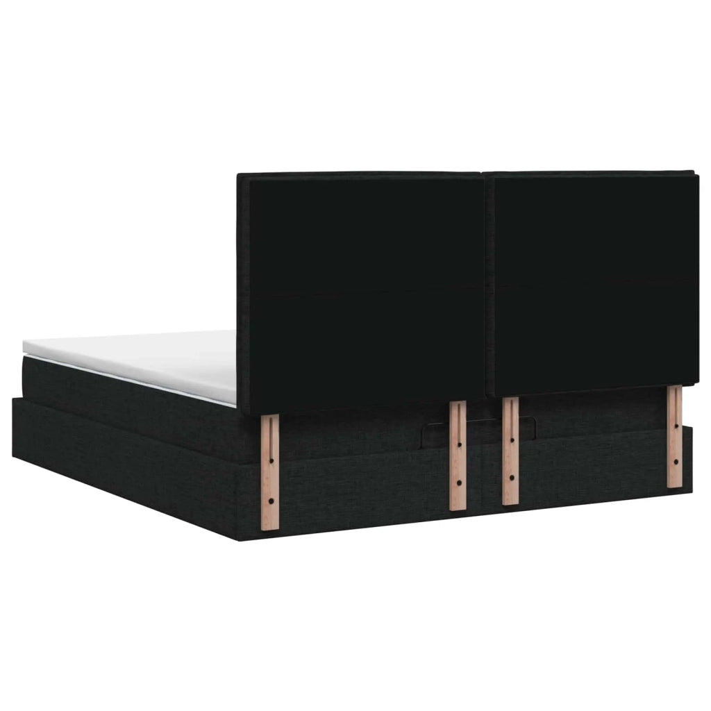 Letto Ottomano con Materasso e LED Nero 140 x 200 cm Tessuto 3457995