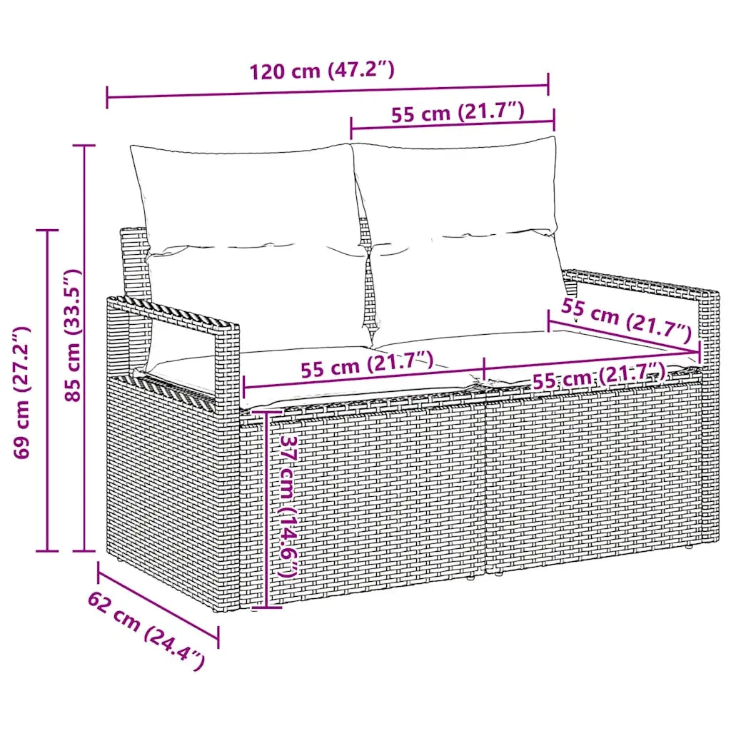 Set di divani 6 pcs Nero polyrattan 3346397