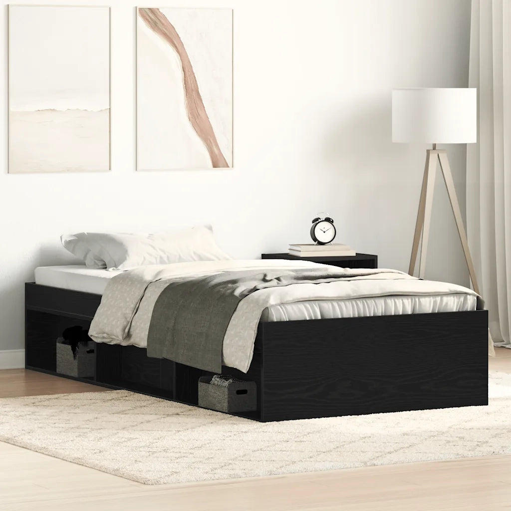 Giroletto senza Materasso Rovere Nero 90x190cm in Truciolato 3329331