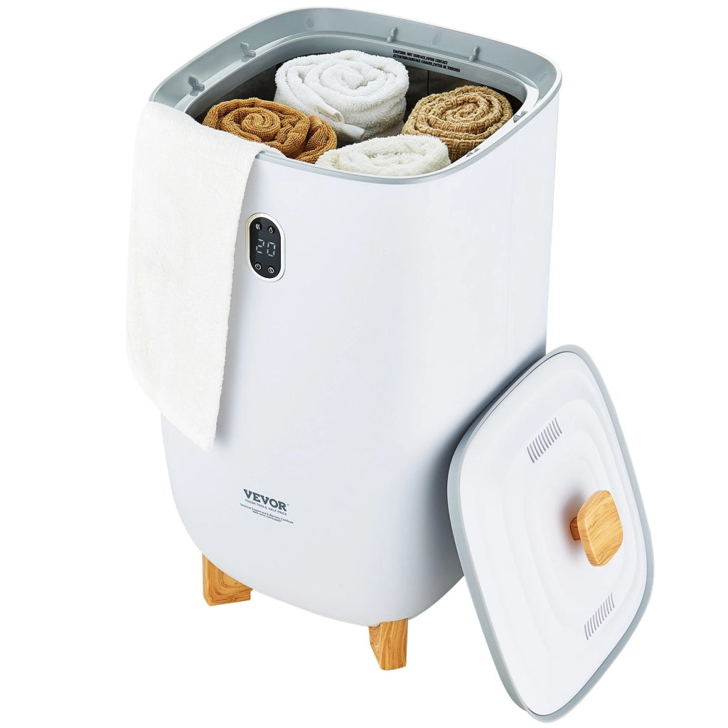 Scaldasalviette a Secchio 35 L Bianco con Schermo LED e Timer Regolabile E1672 per Casa e Bagno Pratico e Portatile