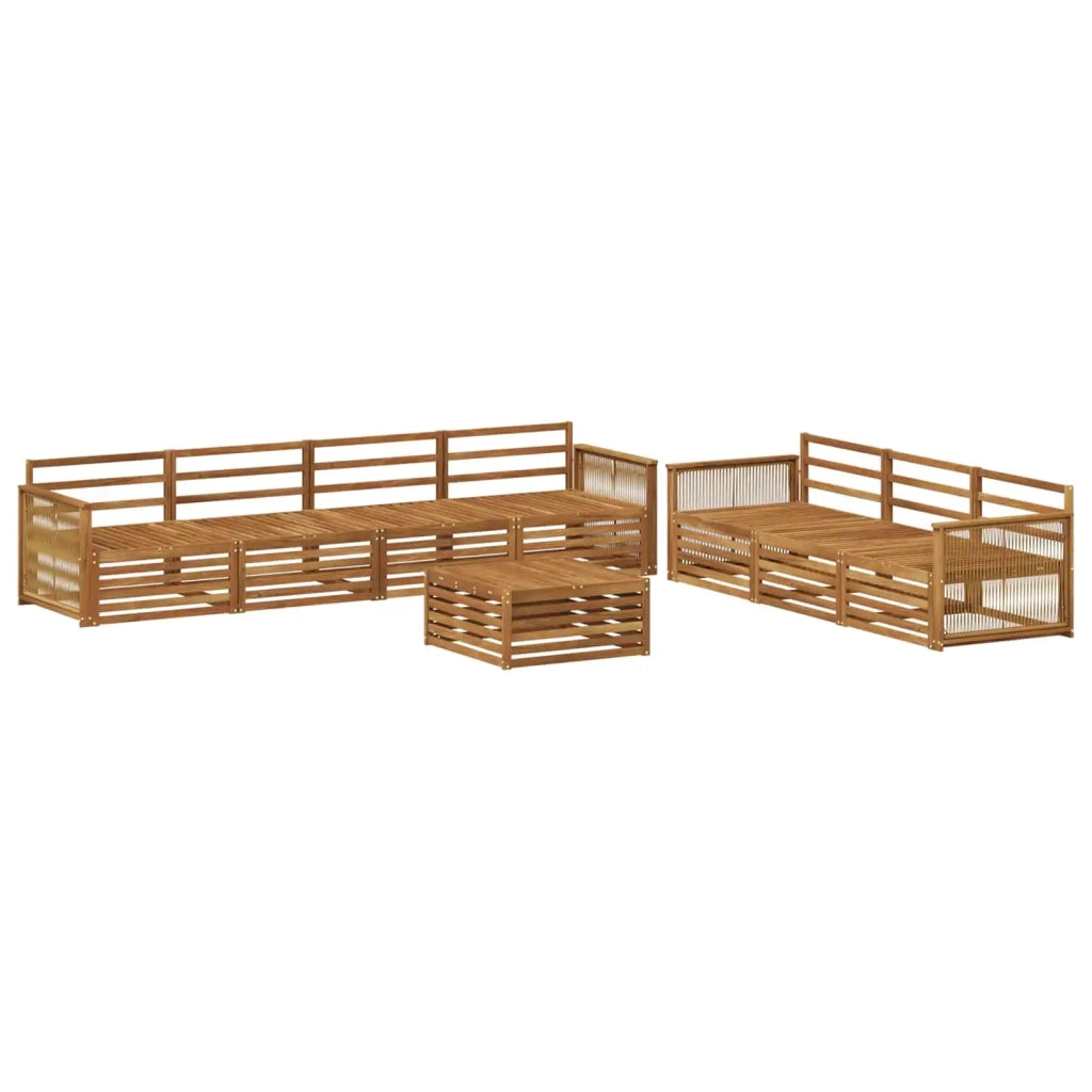Set di divani da esterno 8 pz Naturale Legno di Acacia Massello 3383117