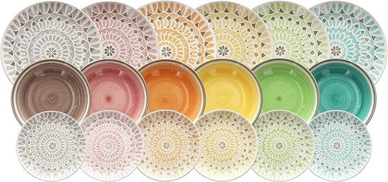 Set di servizio ceramico a 18 pezzi, multicolore, cerchio Cape Town