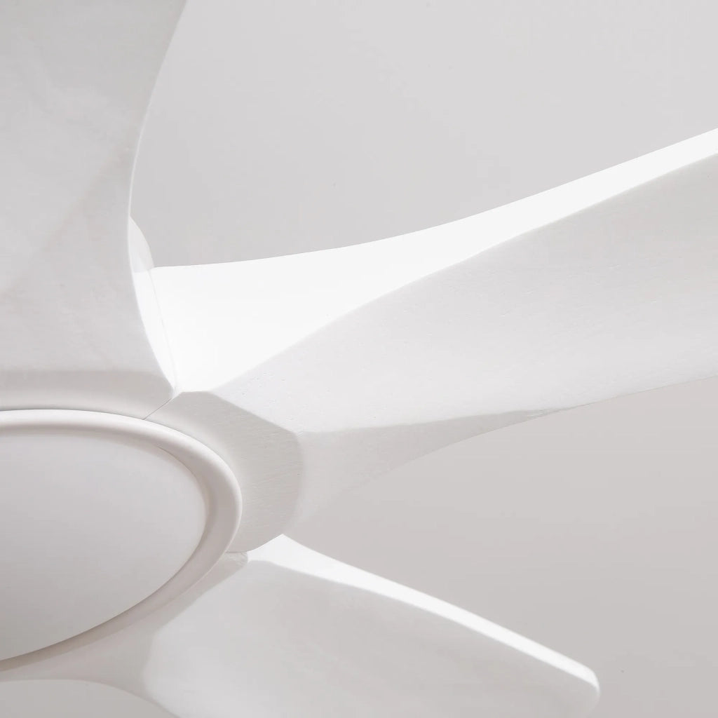 Ventilatore da soffitto 42 pollici bianco, 3 pale in legno massello rinforzate, motore DC reversibile, 6 velocità, 3CCT, memoria spegnimento, telecomando wireless