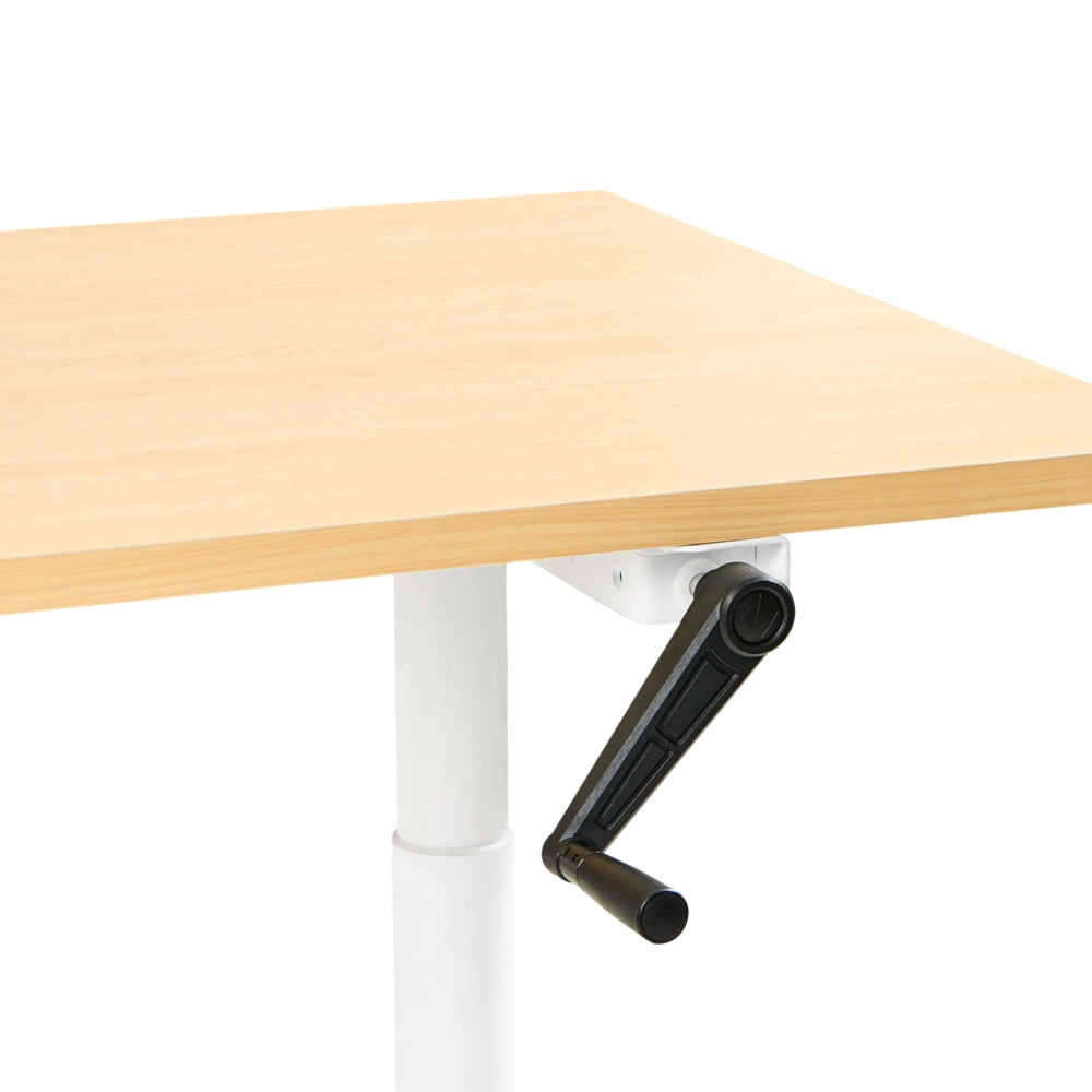 Scrivania regolabile manualmente bianco e marrone chiaro 160 x 72 cm Struttura in acciaio verniciato a polvere