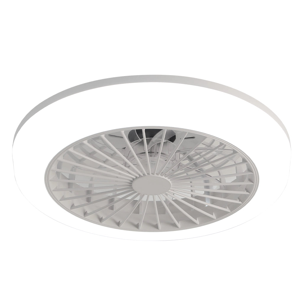 Ventilatore da soffitto con luce e telecomando da 46 cm a basso profilo; ABS trasparente; bianco