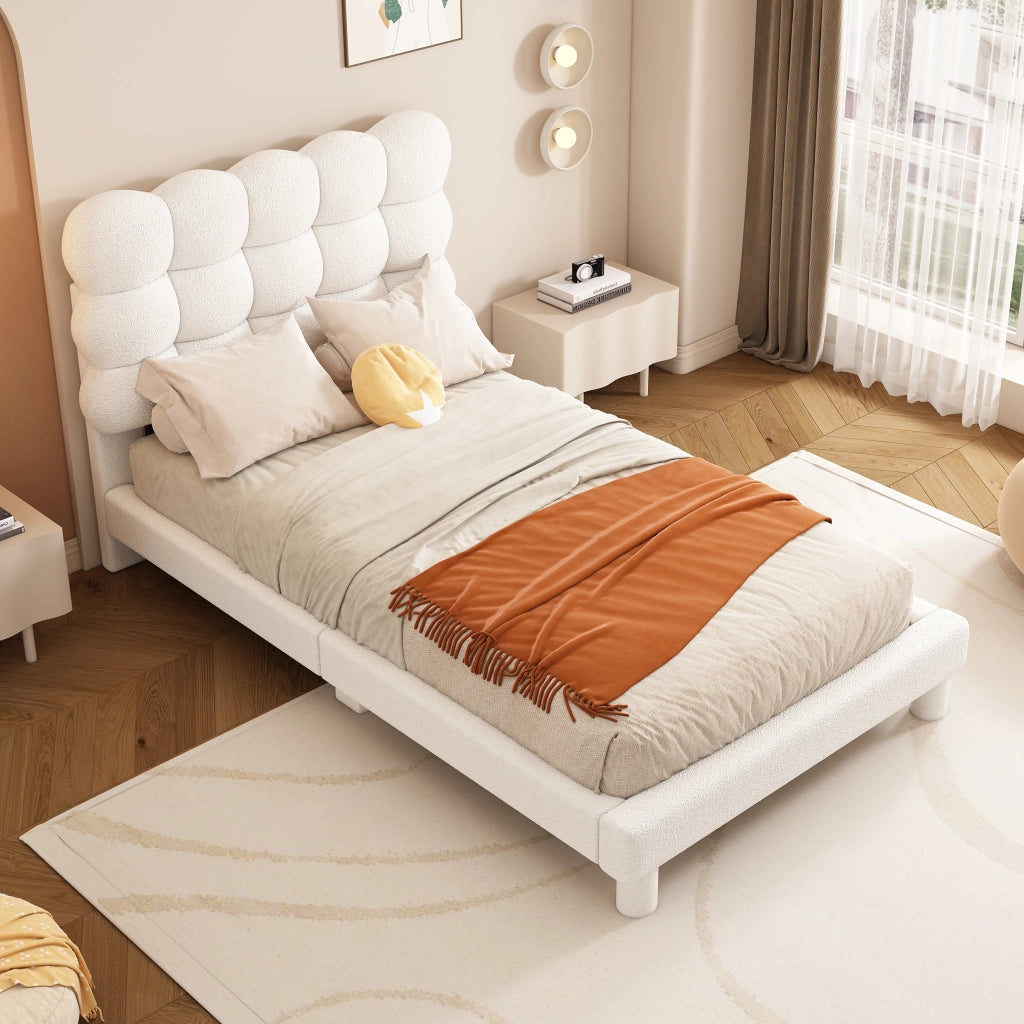 letto imbottito plush bianco 90 x 200 cm