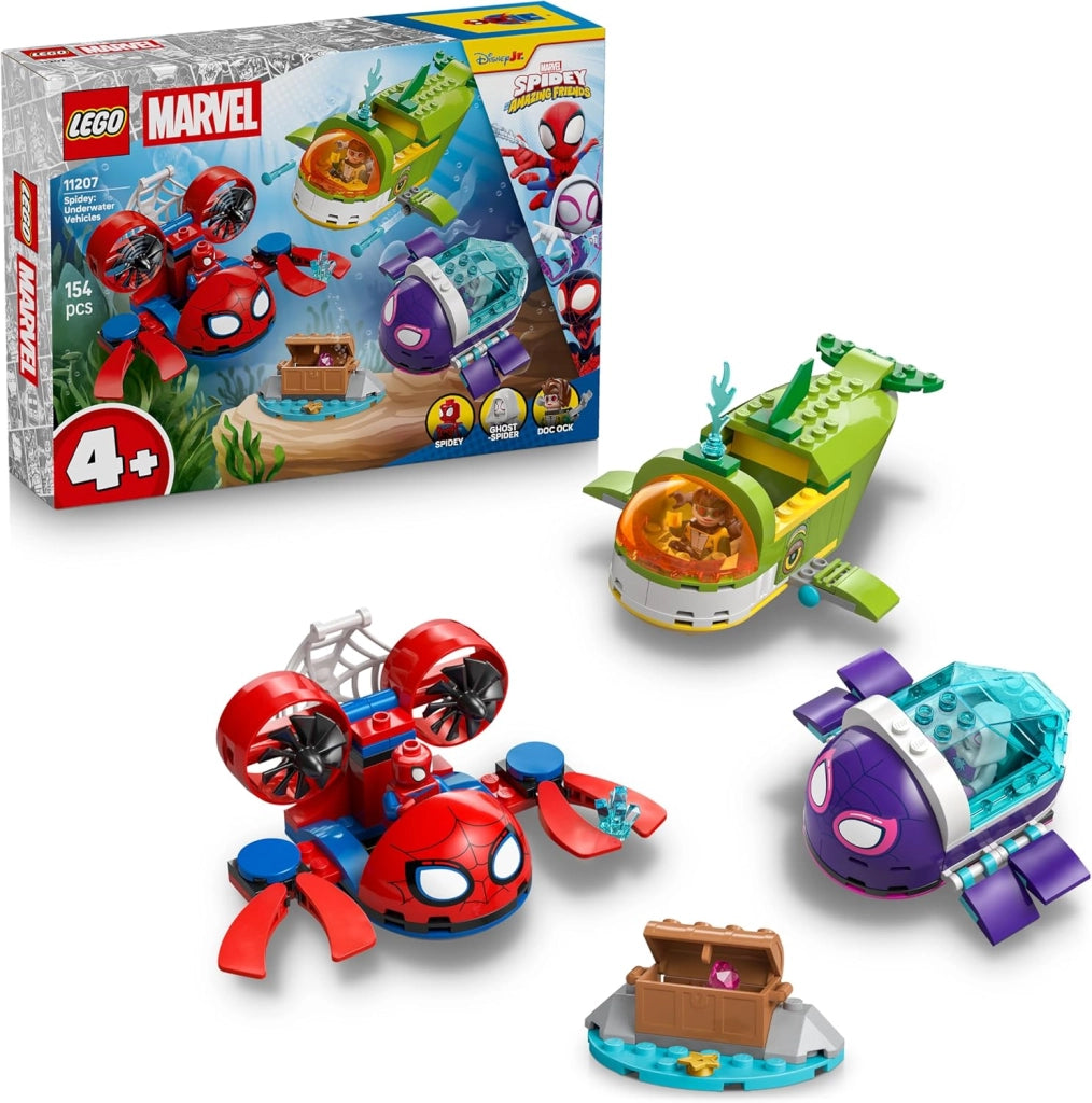 LEGO | Marvel Spidey: Veicoli Subacquei - Set da Supereroe con 3 Sottomarini Giocattolo e 3 Minifigure , Eta 4+