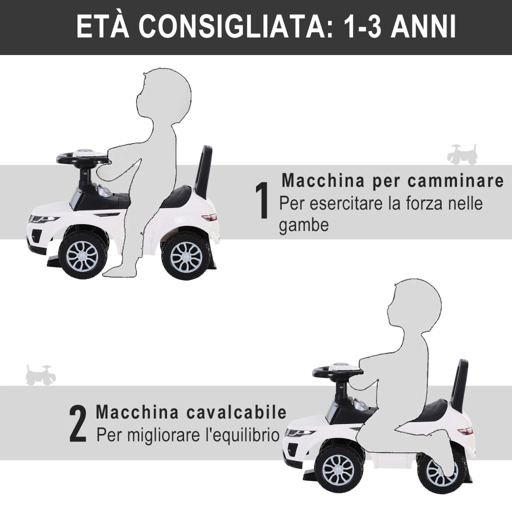 Macchina Cavalcabile per Bambini ¨C zephmum ¨C Bianco, con Contenitore