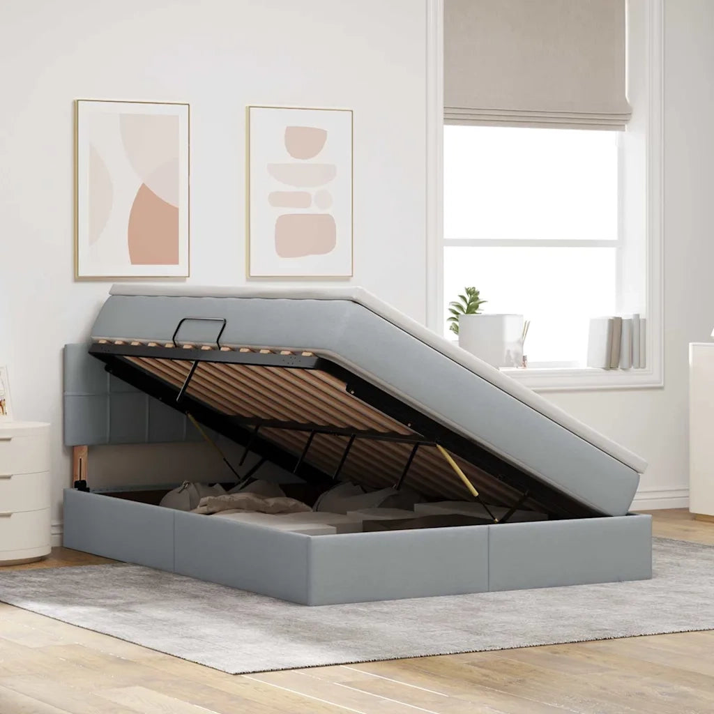 Letto con contenitore e materasso Grigio chiaro 140 x 190 cm 3370506