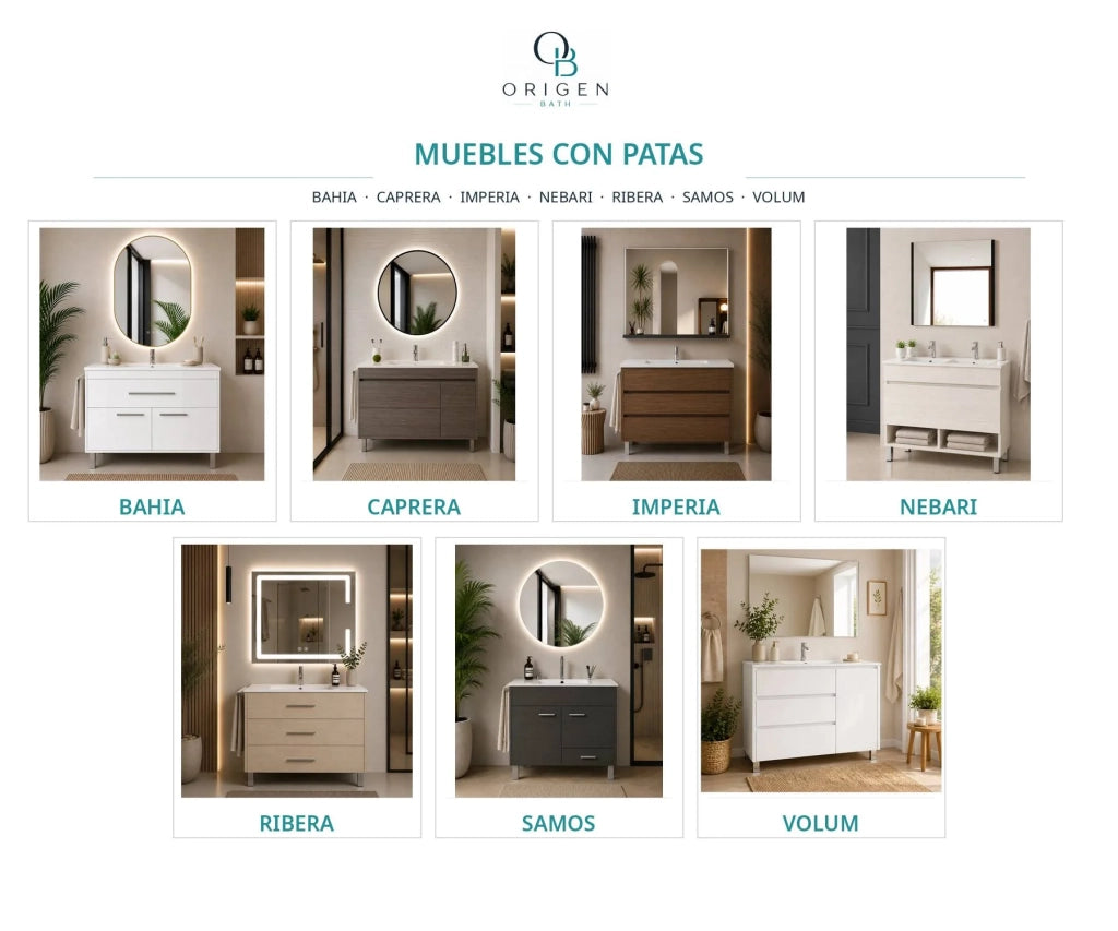Mobile bagno con piedini con lavabo ORIGENBATH NEBARI con piedini e ante con colonna 50x40 cm bianco con colonna