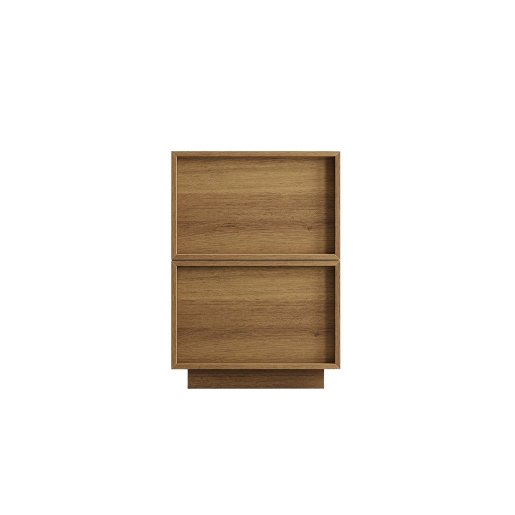 Comodino con 2 cassetti senza maniglie, stile minimalista, per camera da letto, in MDF e truciolare, rovere, 38 × 48 × 55 cm