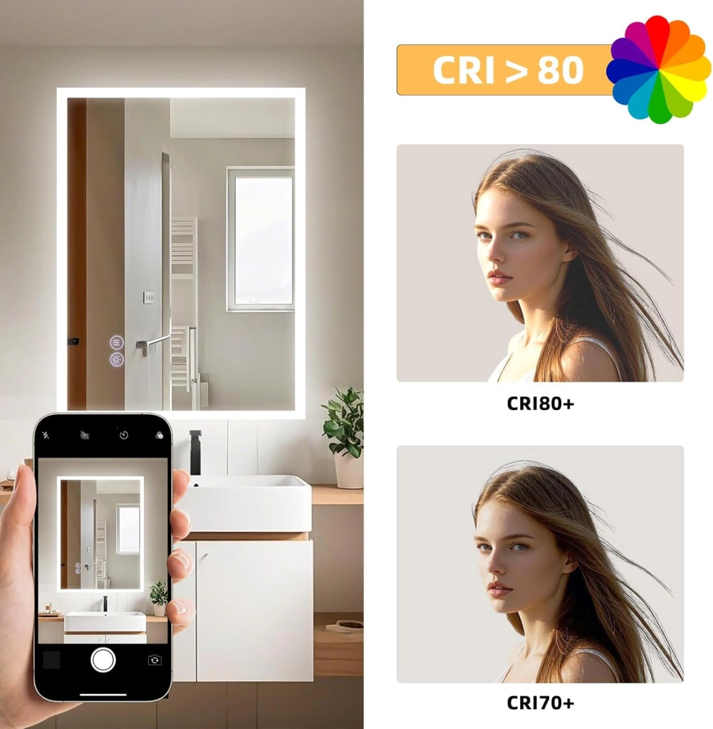 ZMH Specchio da bagno illuminato con interruttore dimmerabile e touch