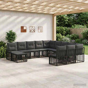 Set Divano da Giardino 12 pz Nero e Grigio scuro polyrattan 3437825