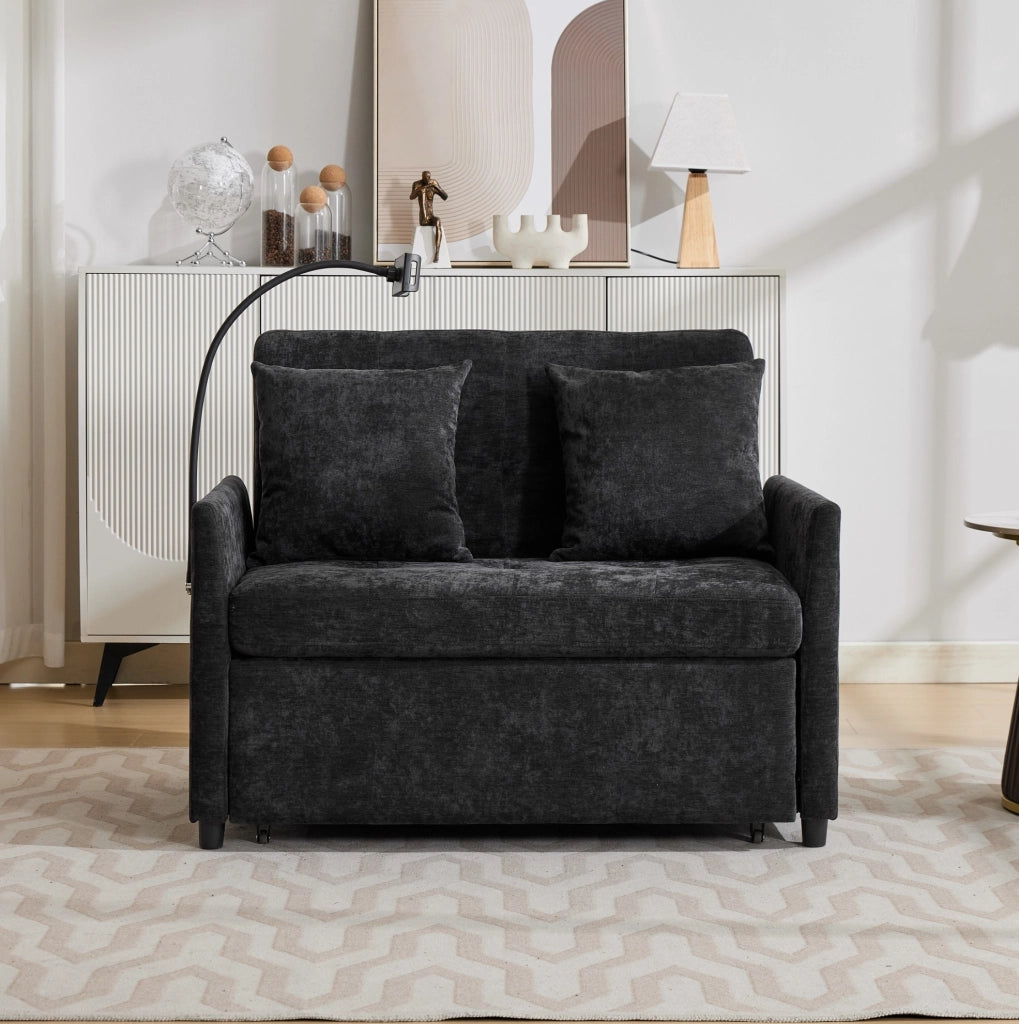 DIVANO Imbottito con USB e Porta Tablet 109x72x83,5 cm Nero