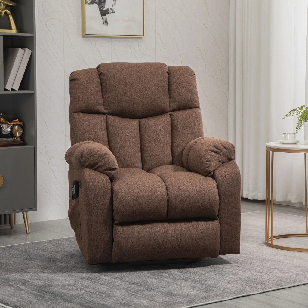 Poltrona Relax Elettrica con Funzione Alzapersone, Schienale Recl. 145°, Telaio Acciaio, Poliestere Marrone 92x95x107 cm