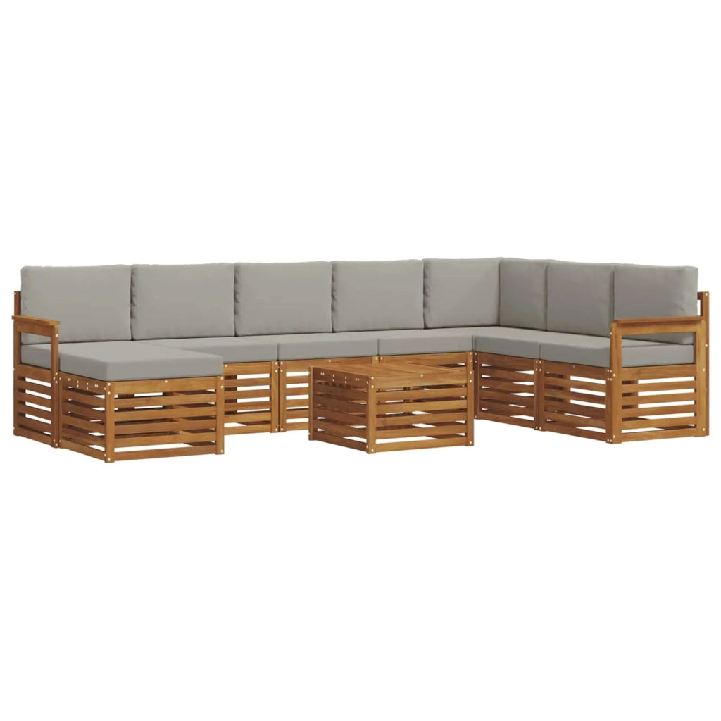 Set divano sezionale con cuscino 9 pcs Grigio Naturale e Chiaro 3375316