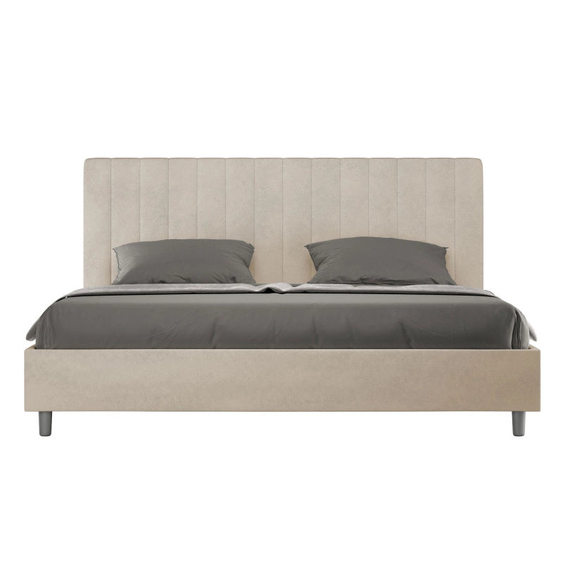 Letto imbottito Matrimoniale 180x190 cm Agueda - Contenitore,Microfibra,Sabbia