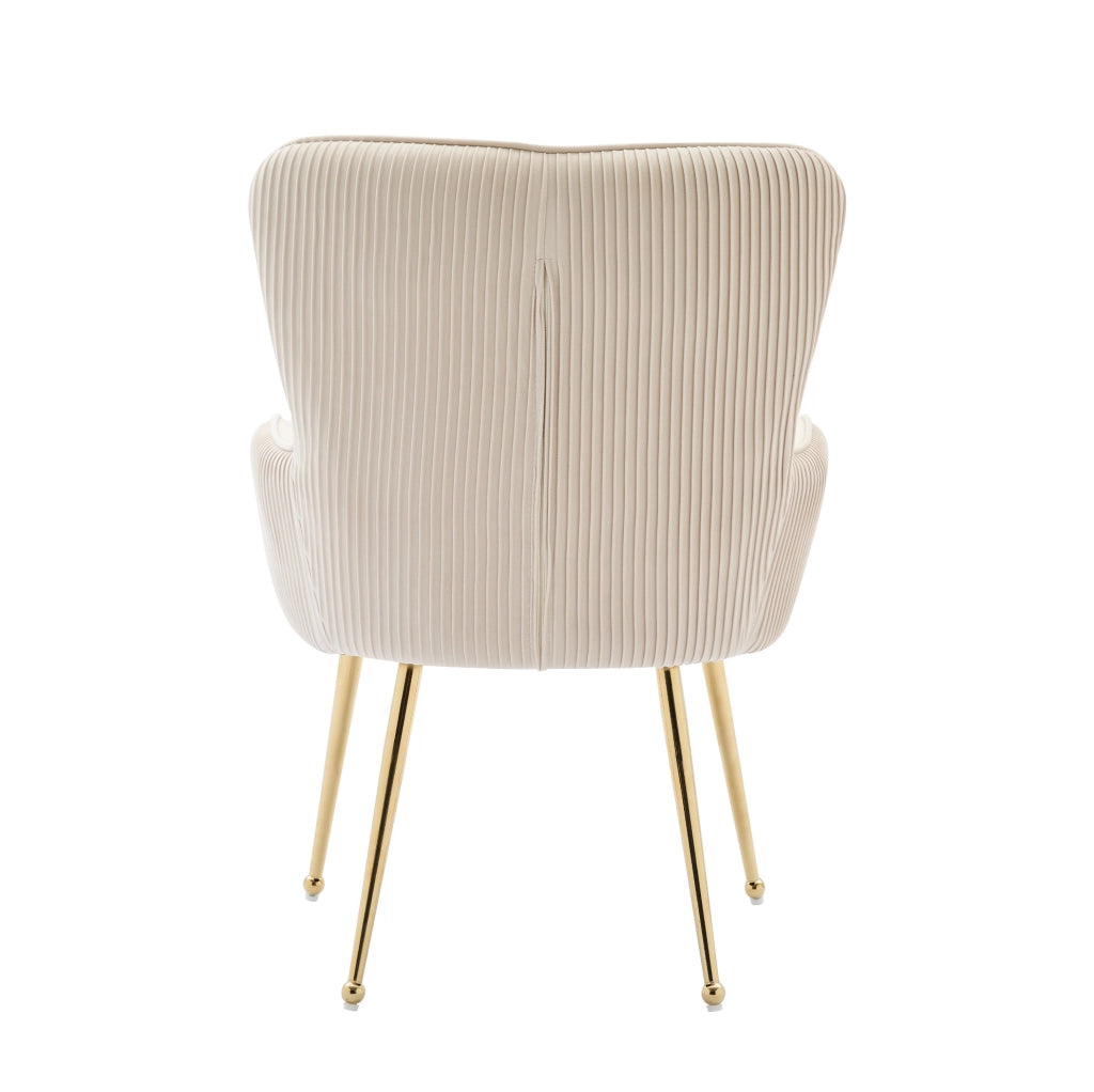 Set 2 sedie imbottite in velluto beige con gambe dorate