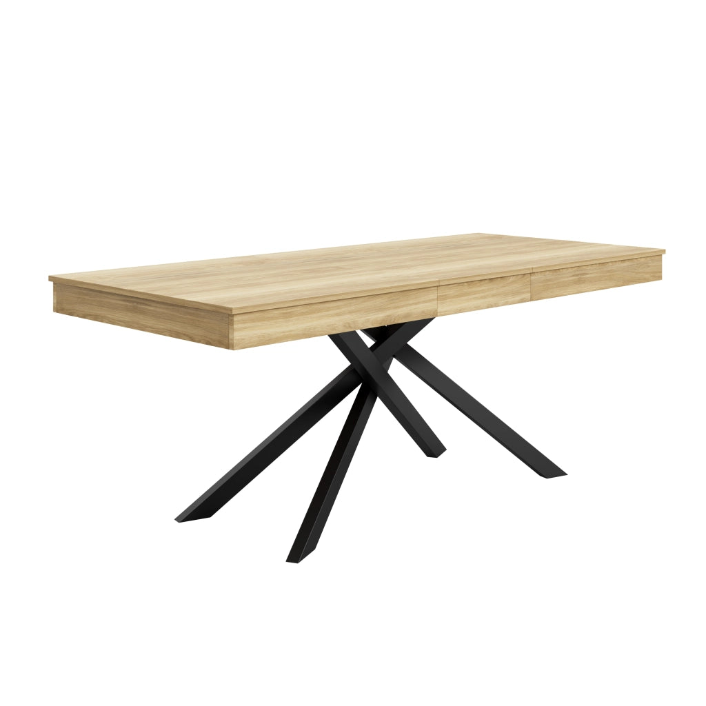 Tavolo da Pranzo Allungabile ¨C MINIMAL ¨C Rovere, Piano Rettangolare, Gambe in Metallo, 140/180x80 cm