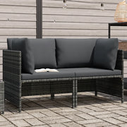 Divano da Giardino a 2 Posti-Sofa da giardino con Cuscini in Polyrattan Grigio