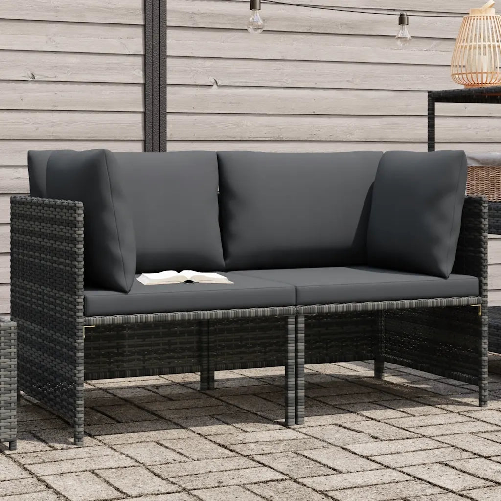 Divano da Giardino a 2 Posti-Sofa da giardino con Cuscini in Polyrattan Grigio