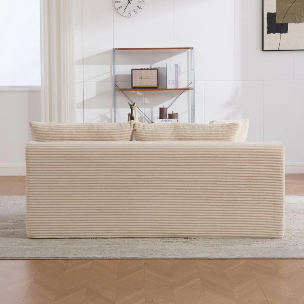 Divano compatto, divano modulare, tessuto chenille, schiuma ad alta elasticità 30D, base antiscivolo, 2 posti, beige