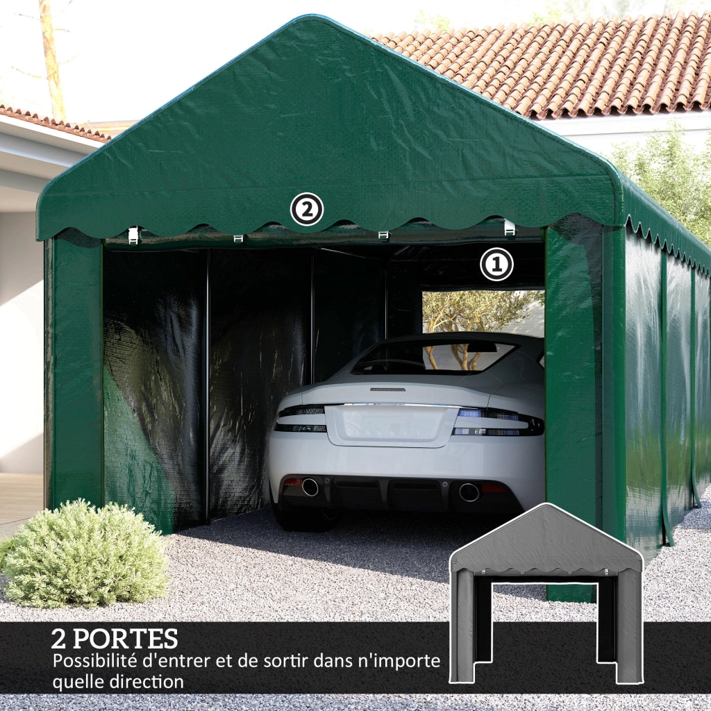 Carport Tende Garage 3x6m con 2 Porte a Rullo ¨C Zephmum ¨C Verde
