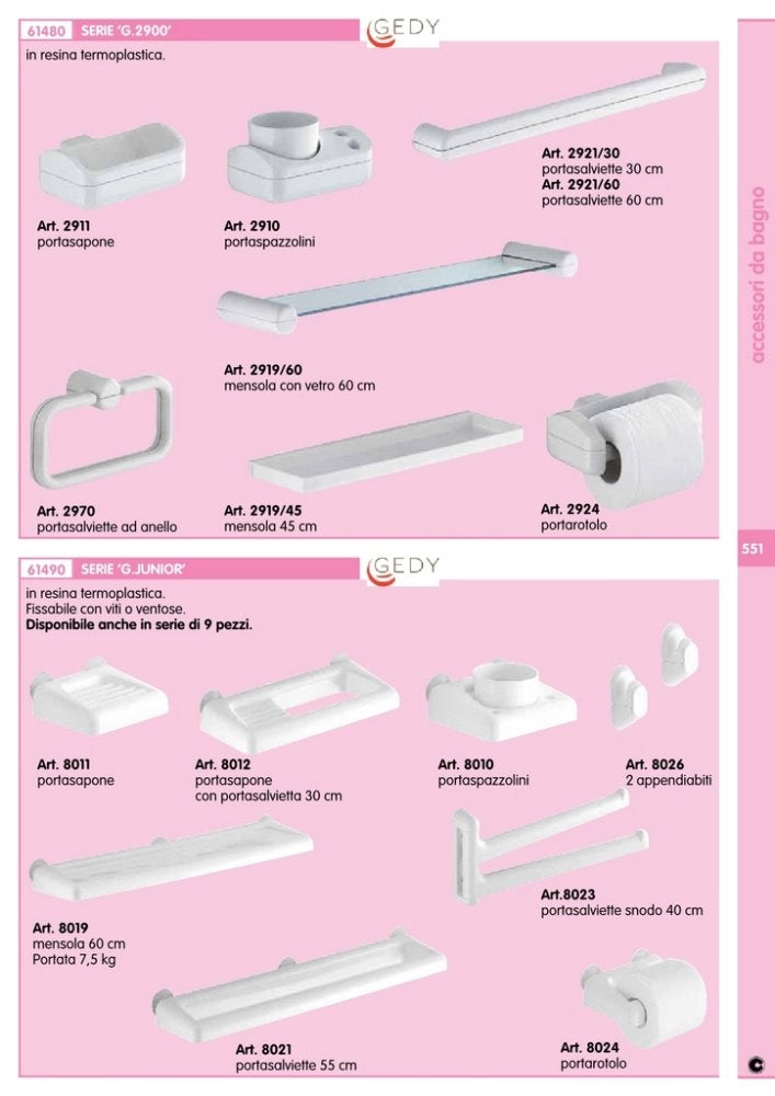1pz gedy 2970 portasalviette con anello bianco cod:ferx.2207