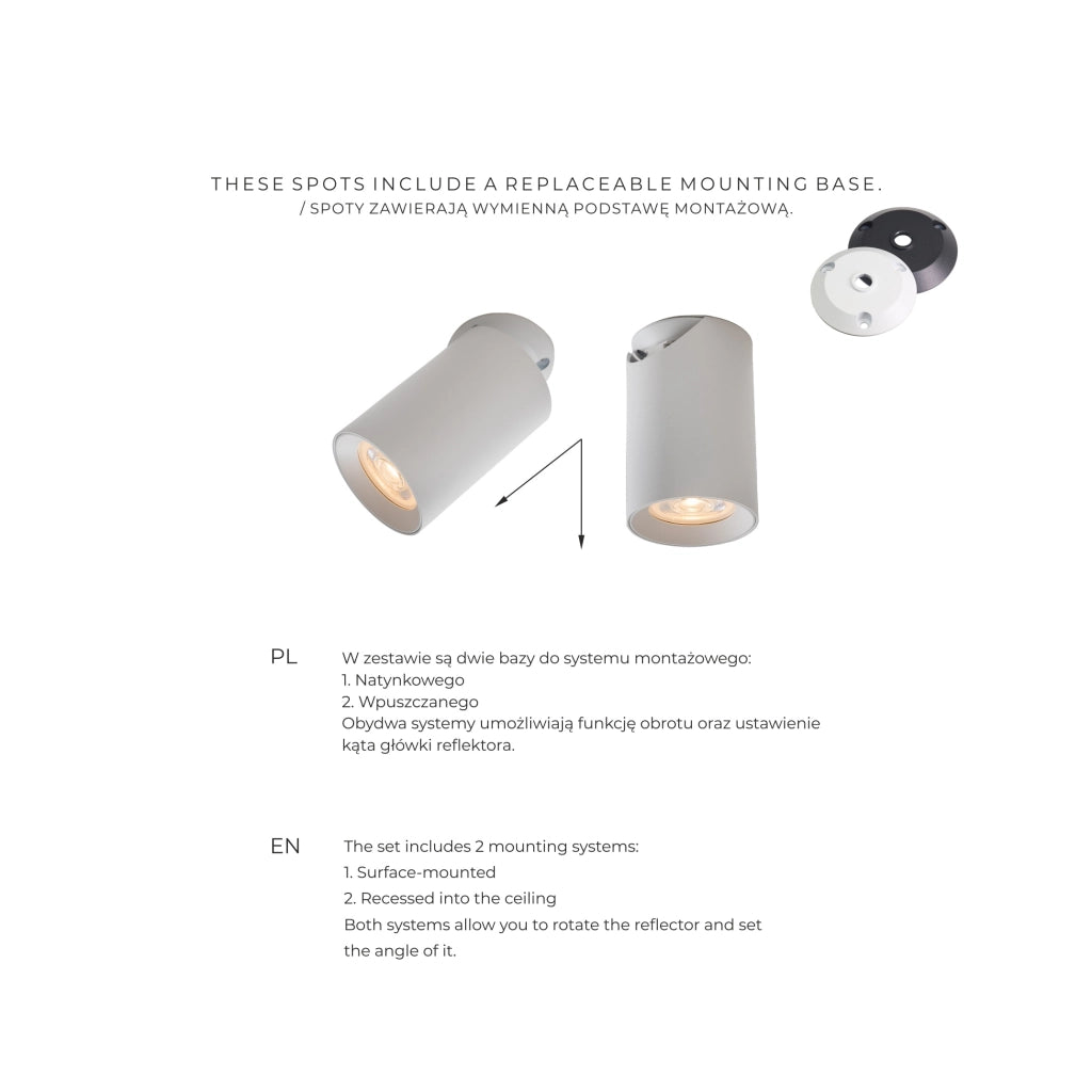Spot soffitto Zuma Line TORE bianco tondo orientabile Ø7 GU10
