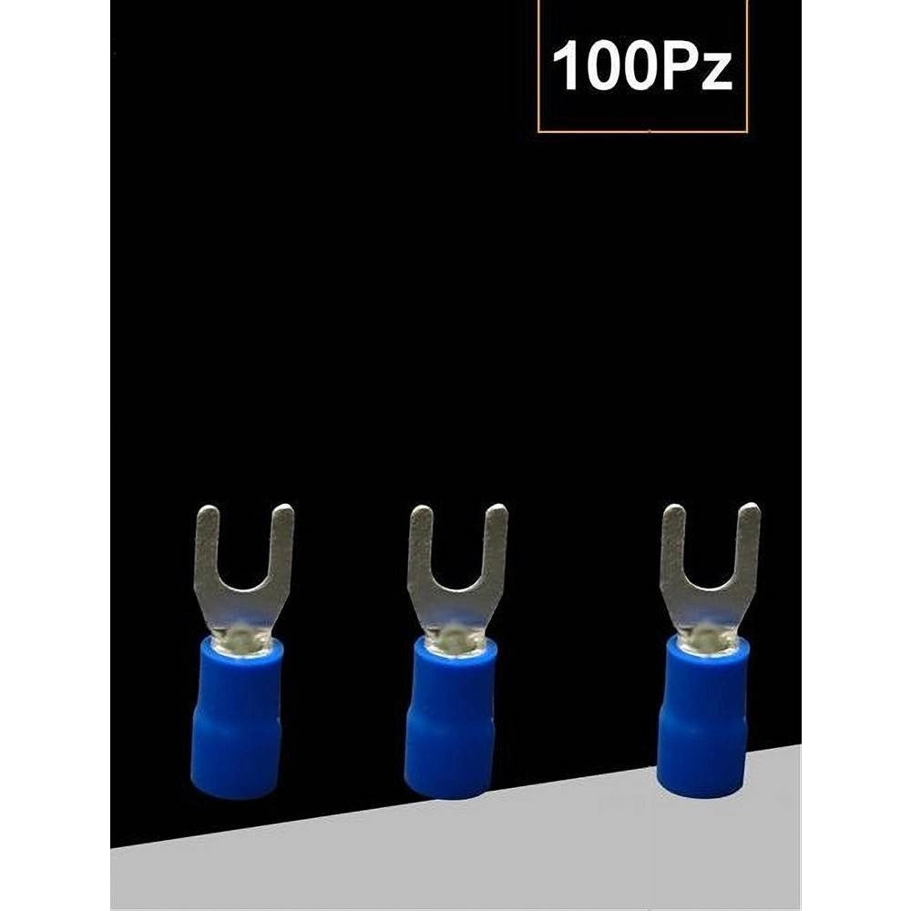 Trade Shop - Set 100pz Capicorda A Forcella A Crimpare Per Cavi 1.5-2.5 Mm² Isolato M4 Sv2-4 -