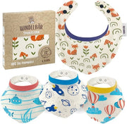 Slabbetti per bambino - slabbetti per bambino regolabili, fatti di 100% cotone mousseline biologico, certificati GOTS & OEKO-TEX, essenziali per bambini, set da 4.