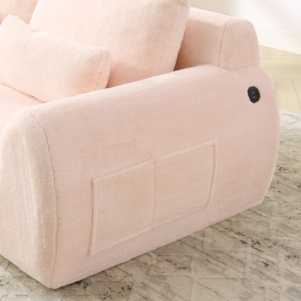 Divano 2 posti con imbottitura in schiuma; porte USB e tasca laterale; rosa
