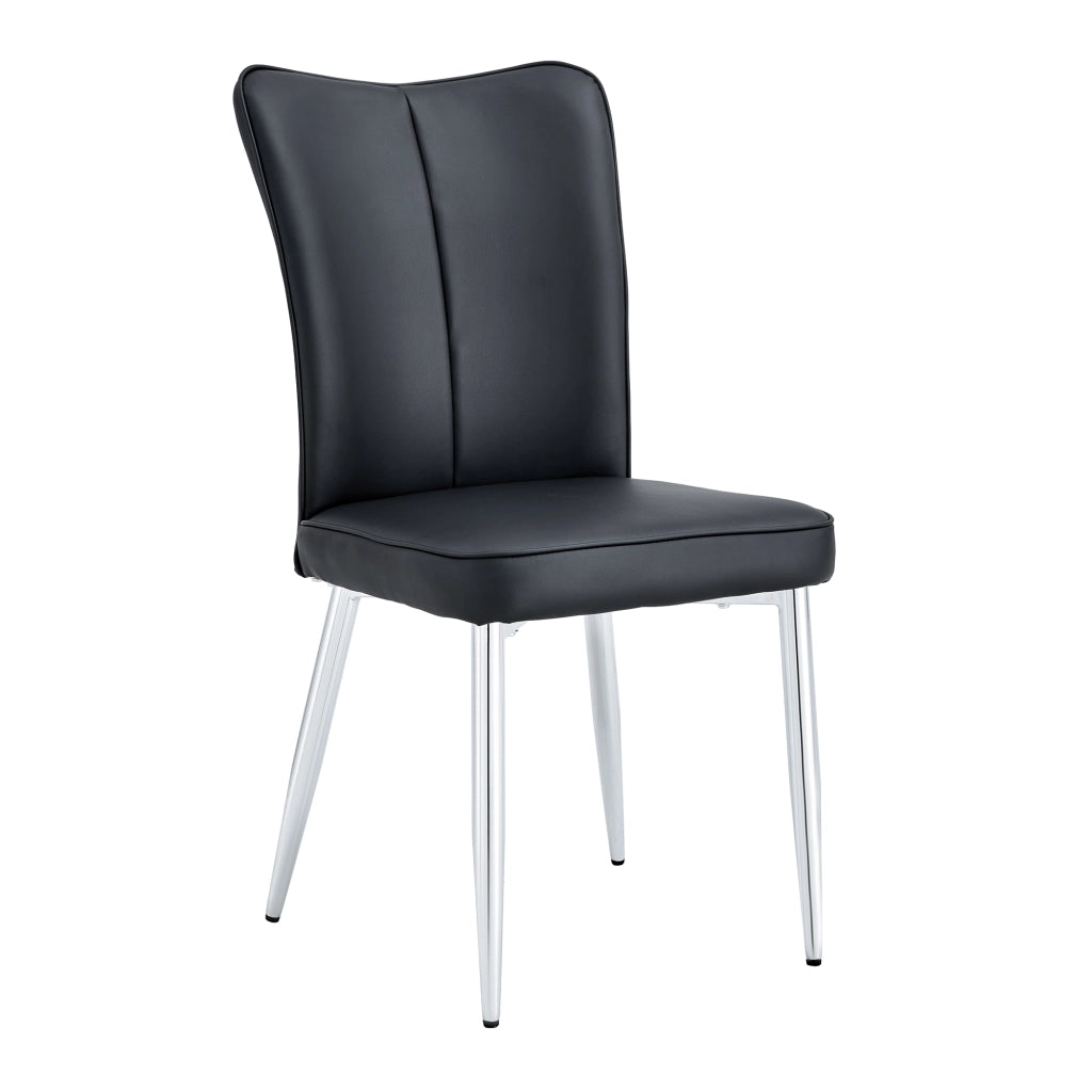 Sedie da Pranzo Modern Design ¨C MINIMAL ¨C Nero, Gambe in Metallo Argento, Set 2 Pezzi