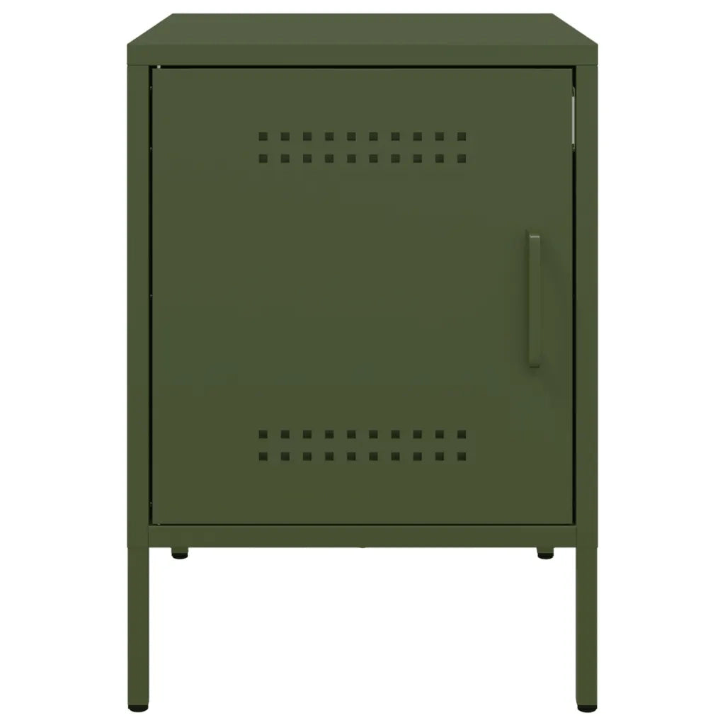 Comodini 2 pz-Set di 2 Tavolino da notte Verde Oliva 36x39x50,5 cm in Acciaio 649400