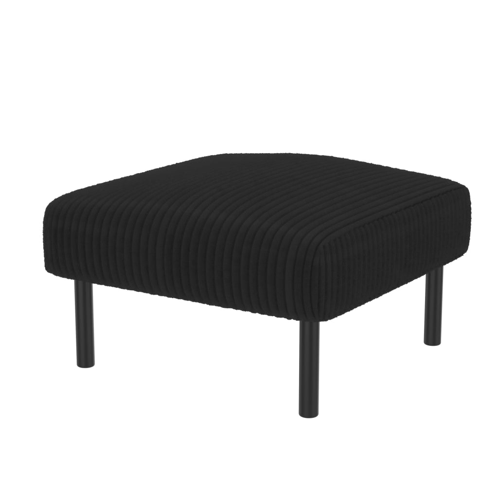 Set 3 pezzi con divano a 2 posti; poltrona e pouf in corduroy nero